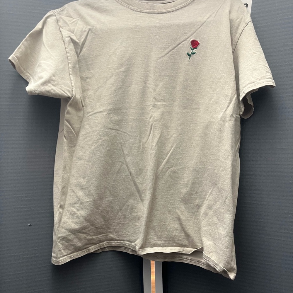 Riot Society Cream Short Sleeve Tee with Embroidered Detail